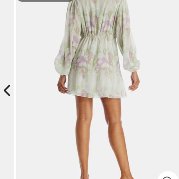 Lord & Taylor Button-Up Pastel Printed Lantern Sleeve Dress - Picture 7 of 11